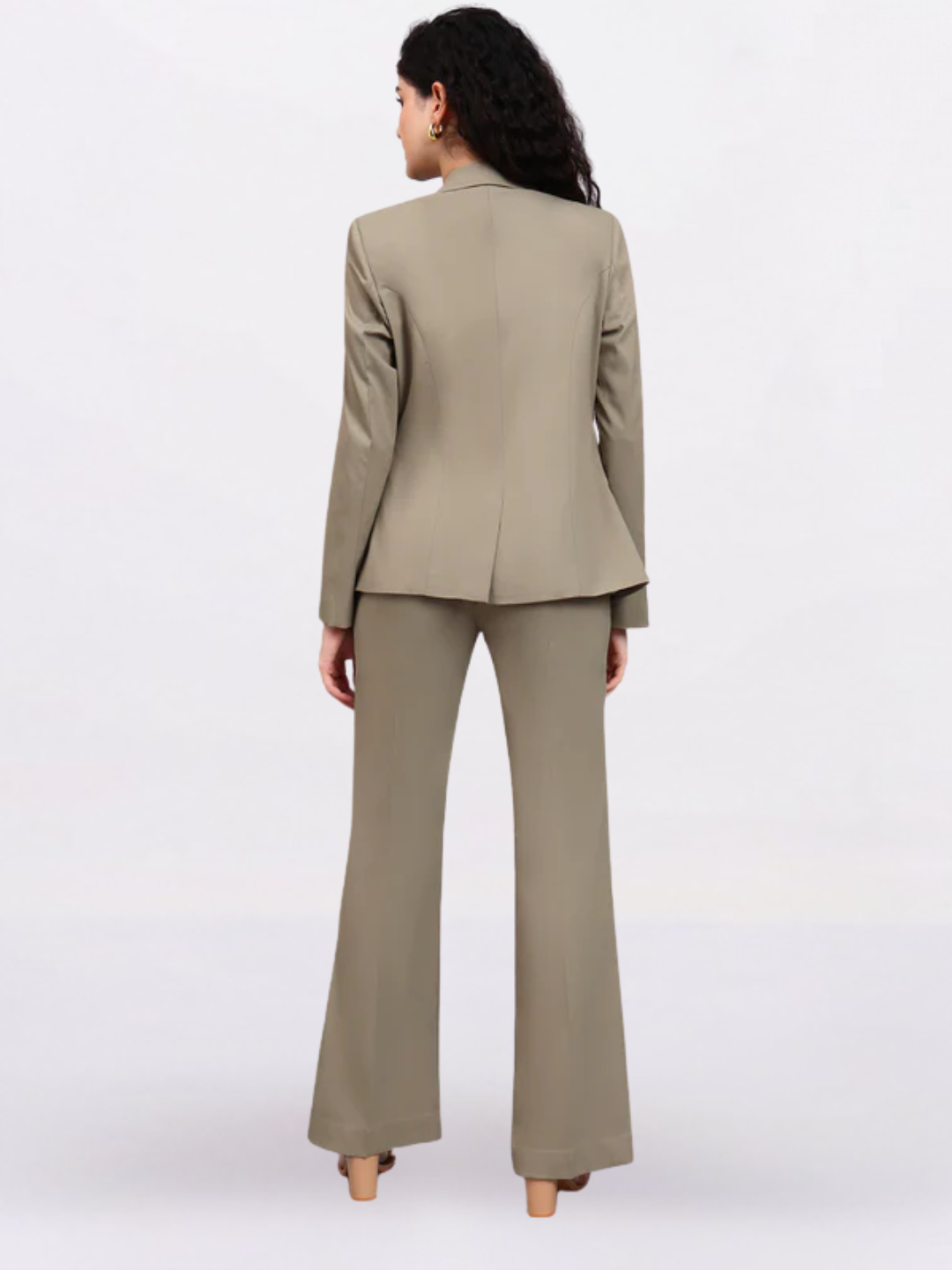 Women Pastel Fern Green Formal Powersuit