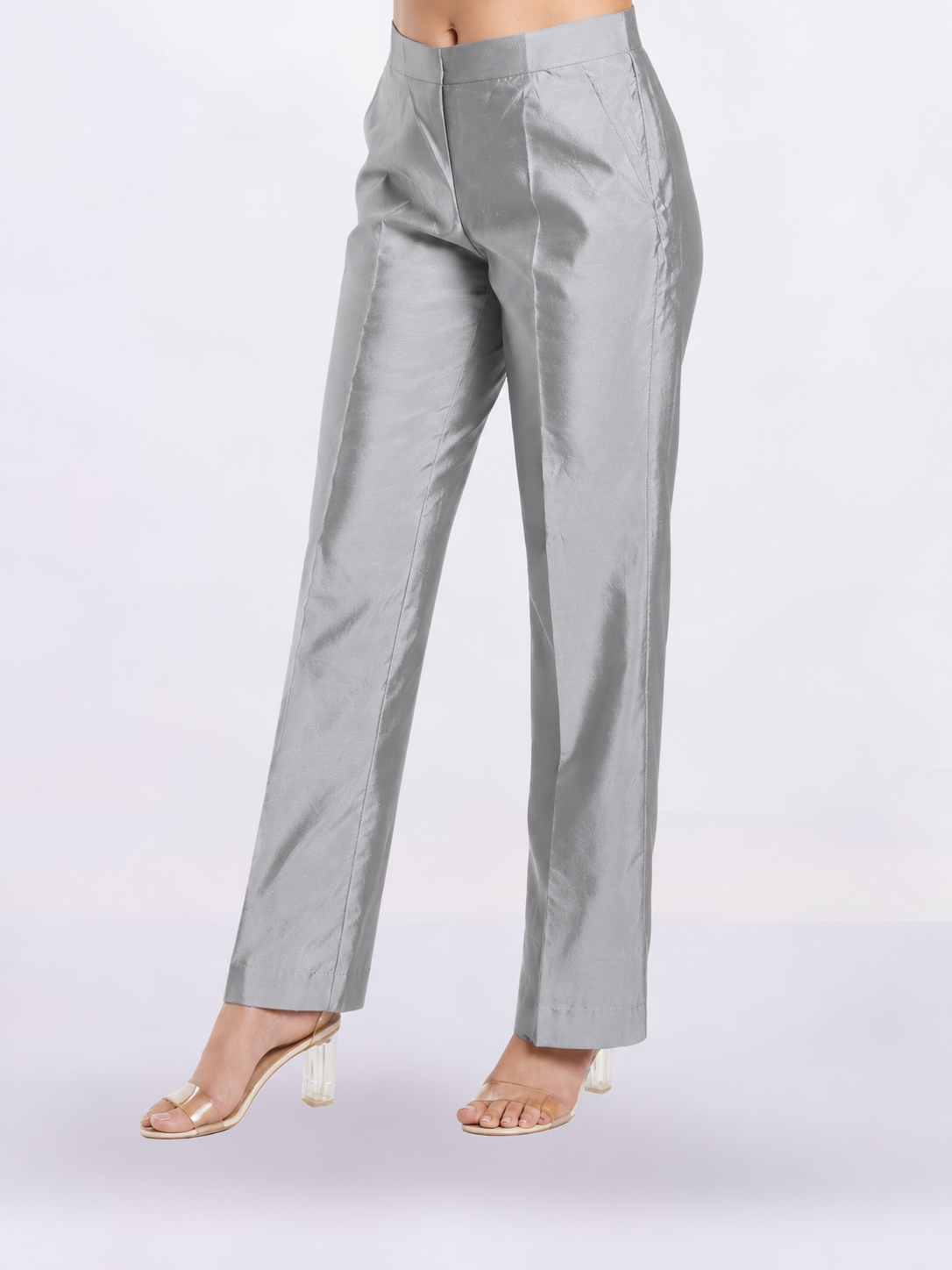 Women Gold-Toned Mid Rise Straight Fit Trousers