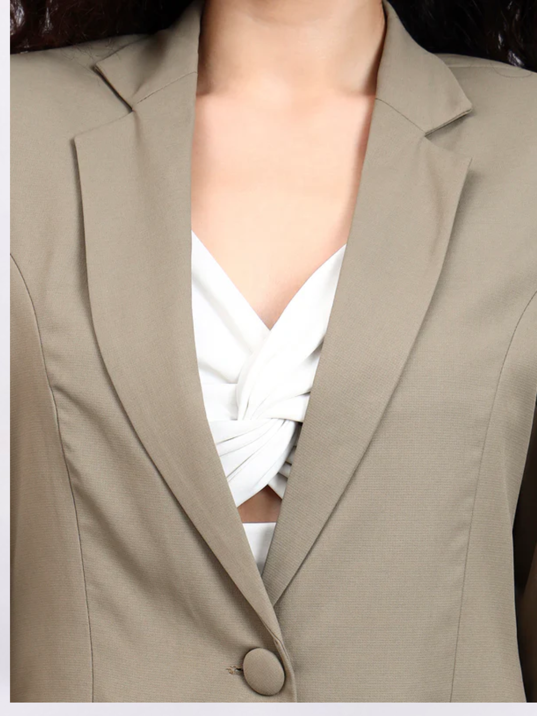Women Pastel Fern Green Formal Powersuit