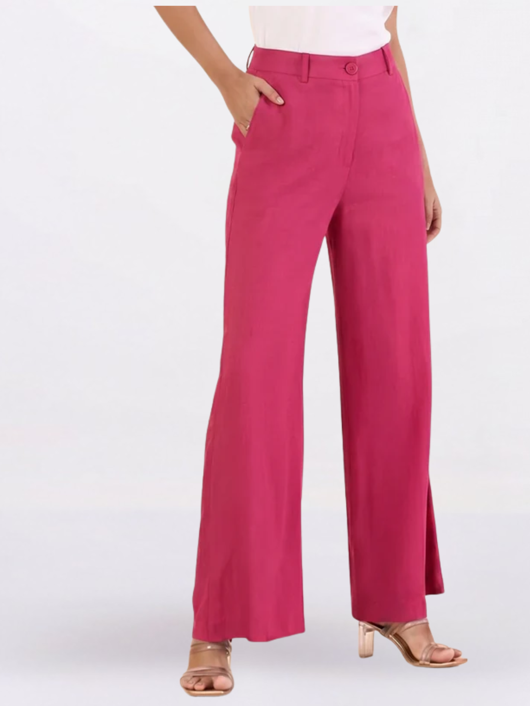 Women Hot Pink High-Rise Trousers
