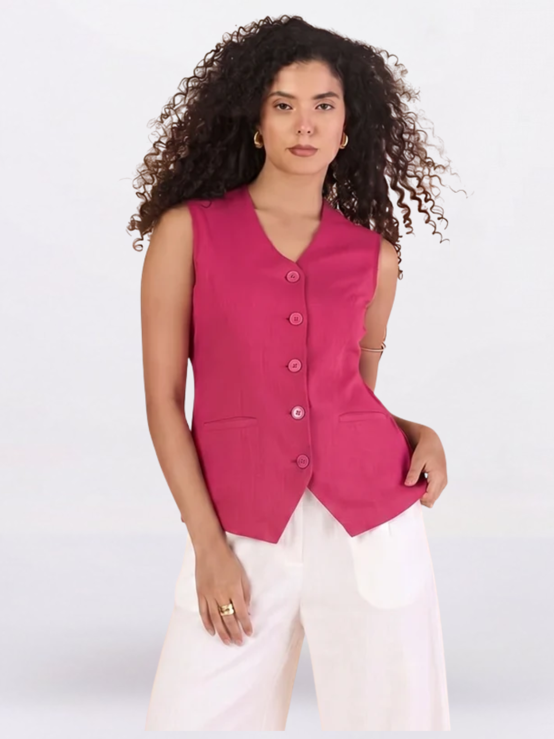 Women Hot Pink Sleeveless Top
