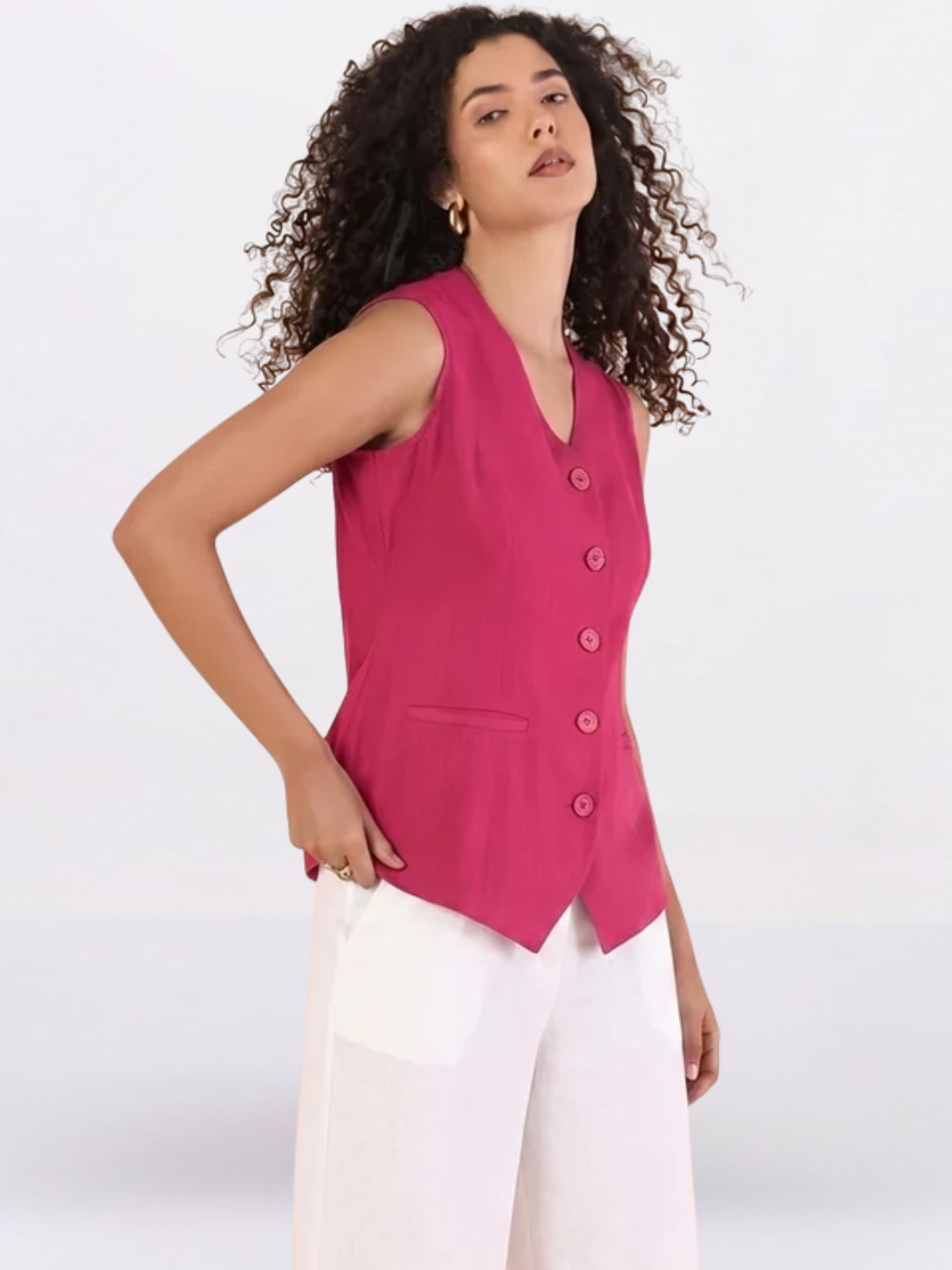 Women Hot Pink Sleeveless Top