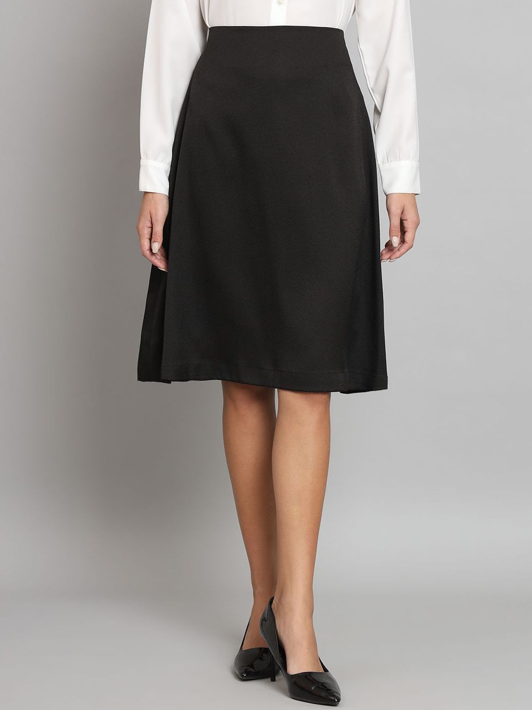 Women A-Line Moss Skirt- Black