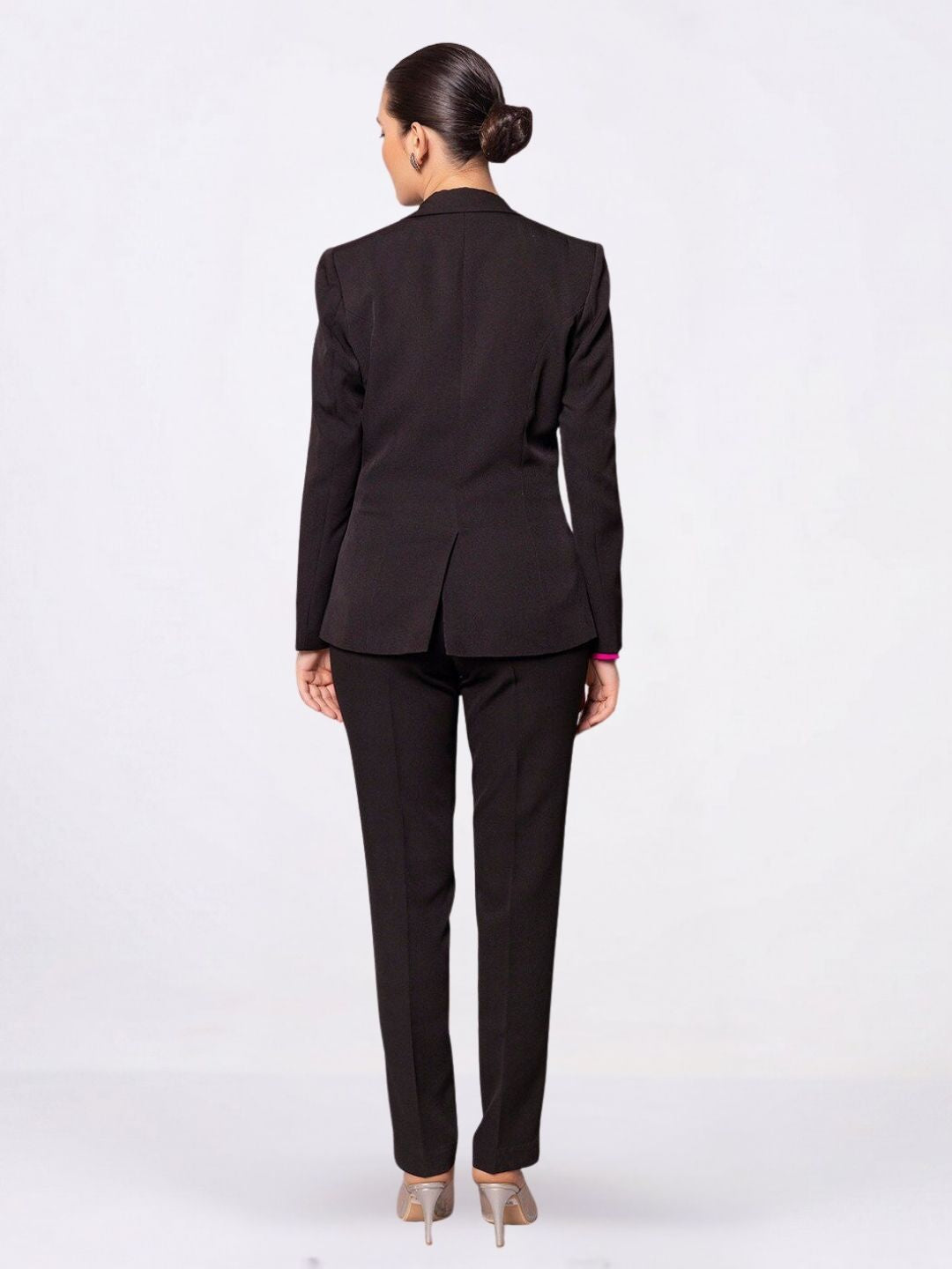 Women Black Single Breasted Formal Pant Suit