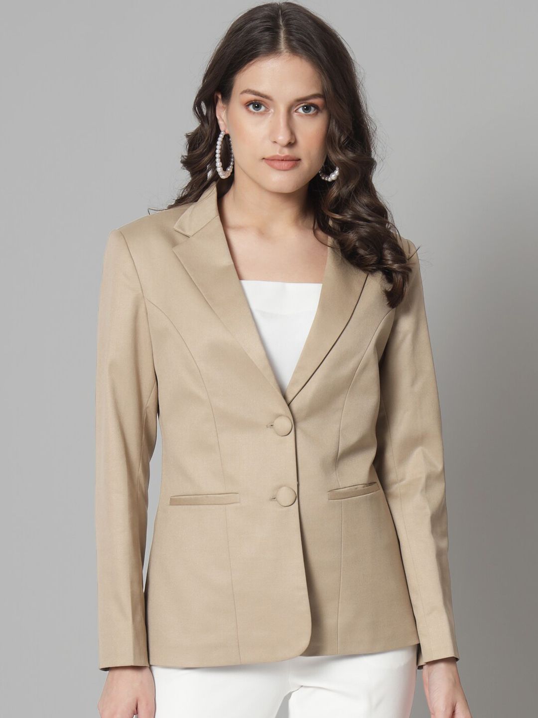 Women Notched Lapel Single-Breasted Blazer