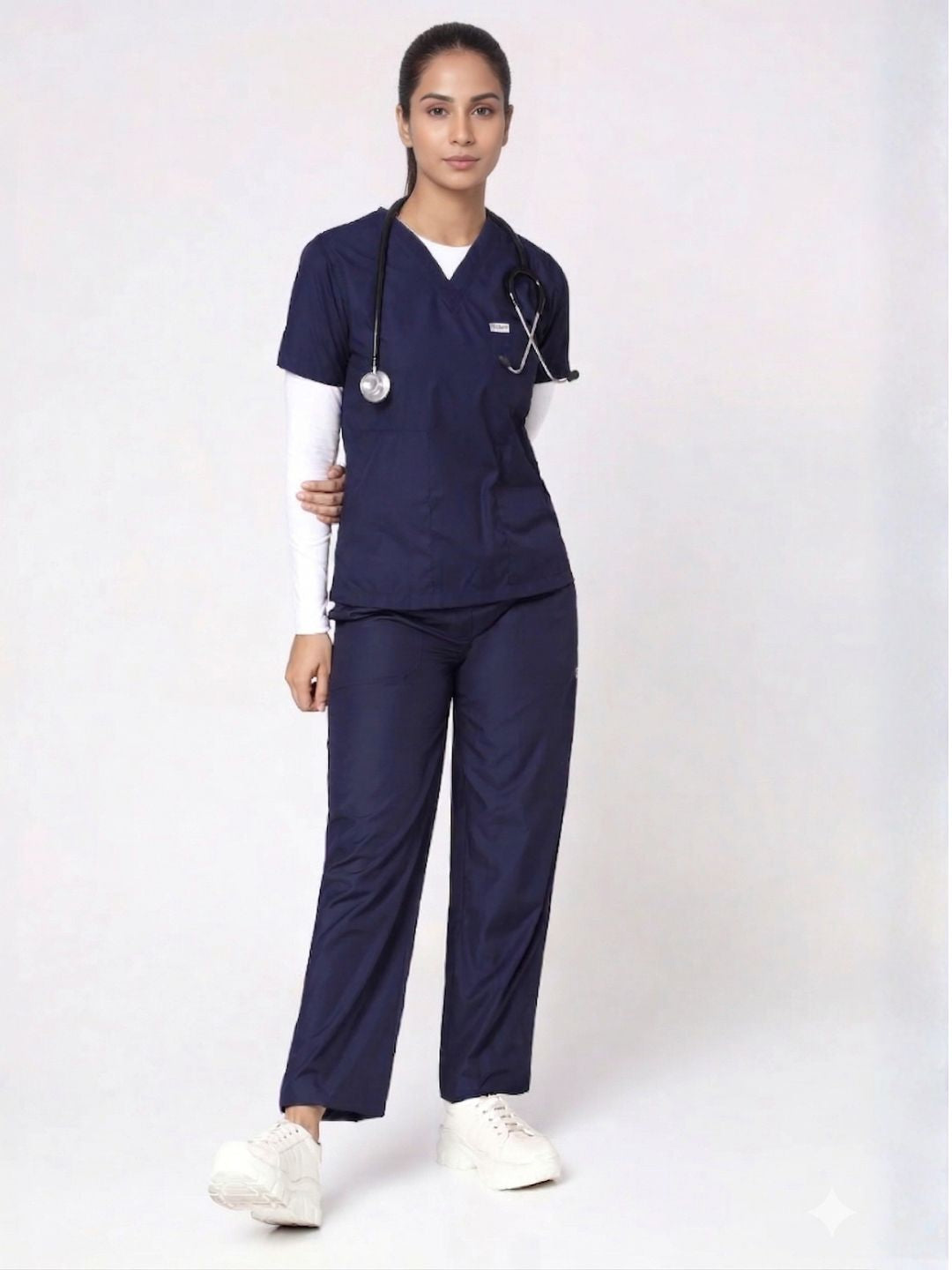 Women Navy Blue Scrub Set