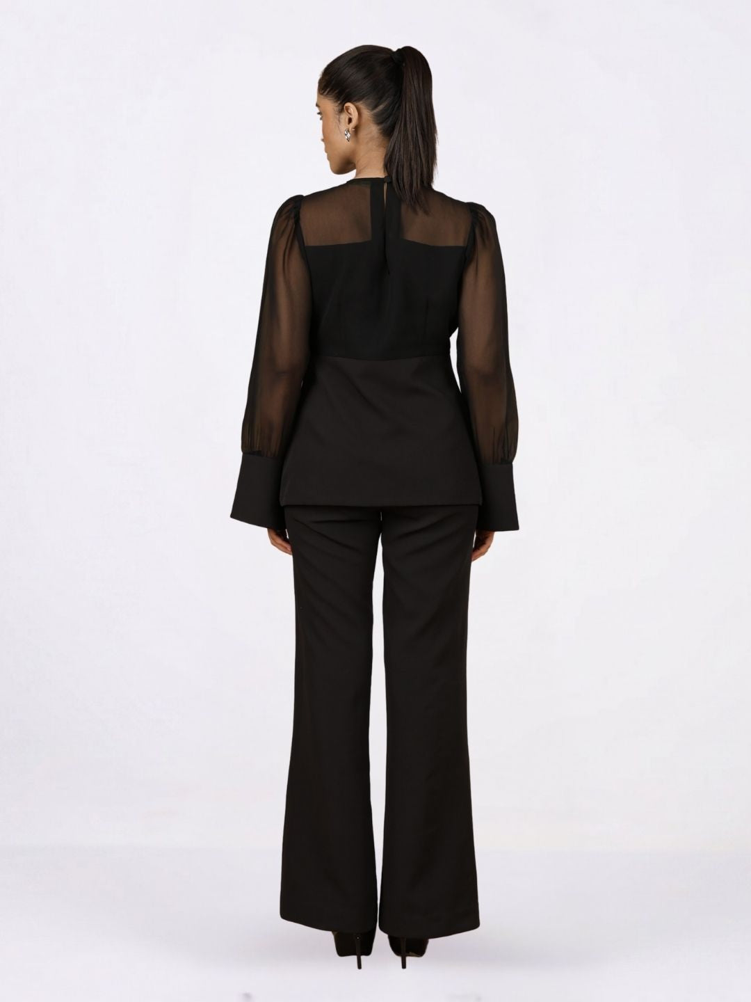 Women Black Solid Top With Trouser