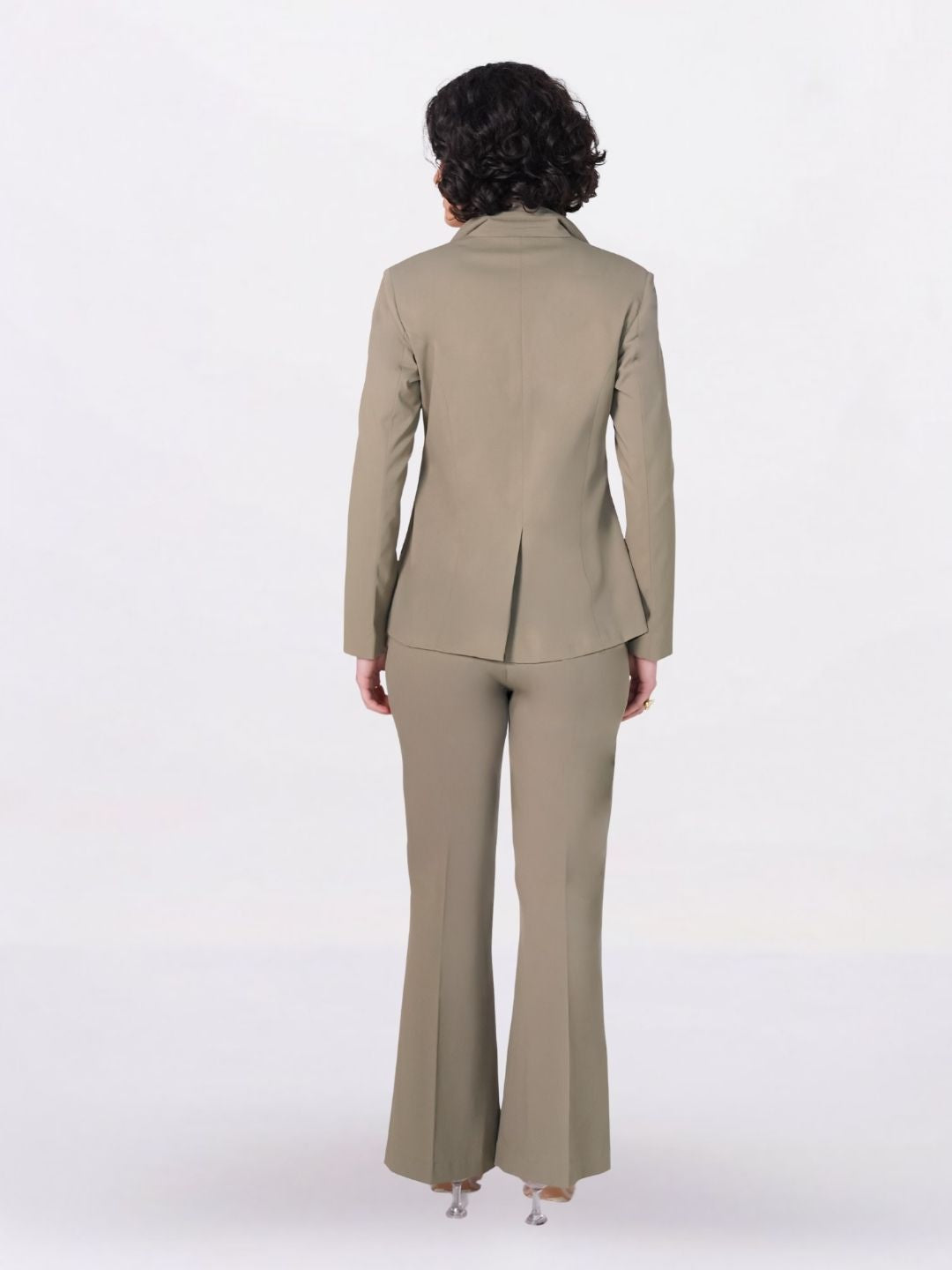 Women Pastel Fern Green Formal Powersuit
