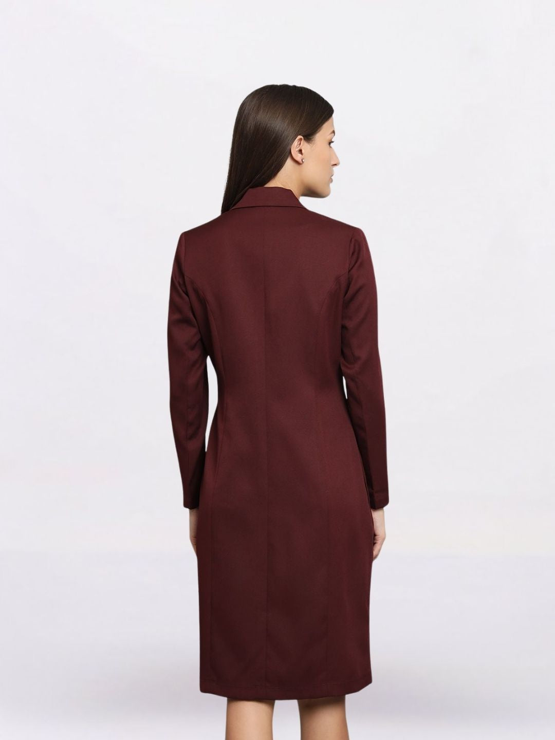 Women Maroon Stretch Blazer Dress