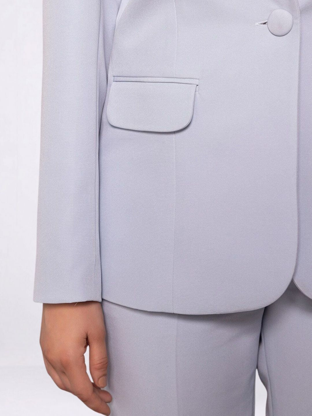 Women Blue Single Breasted Stretch Pant Suit