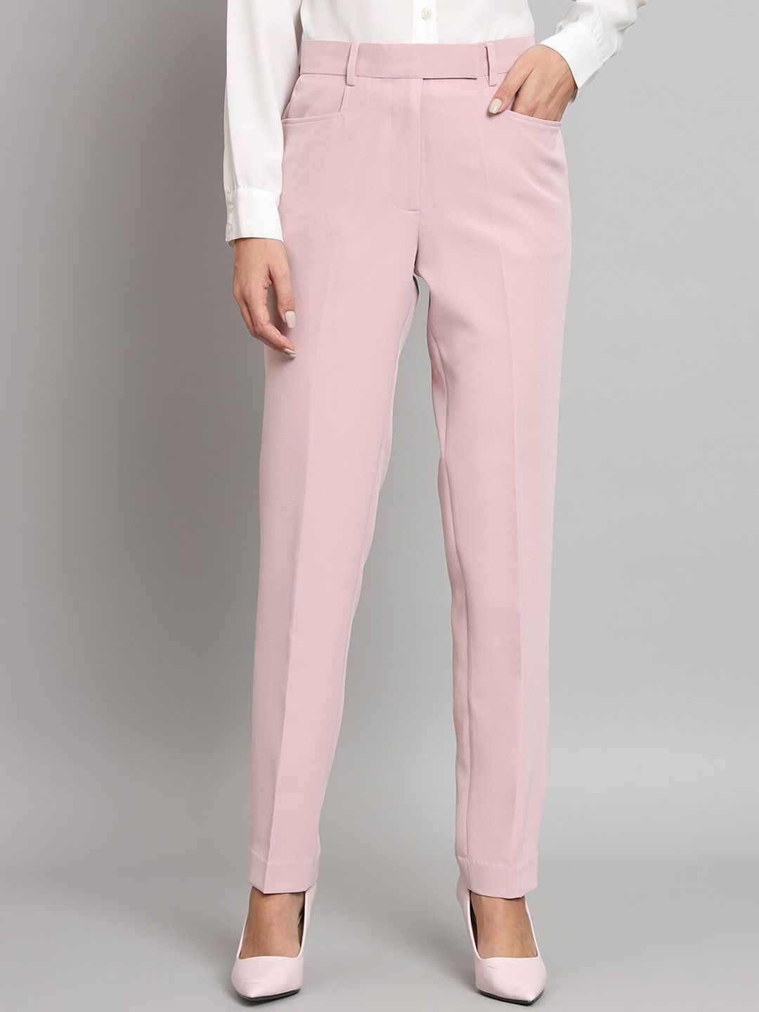 Women Relaxed Regular Fit Mid-Rise Cigarette Trousers