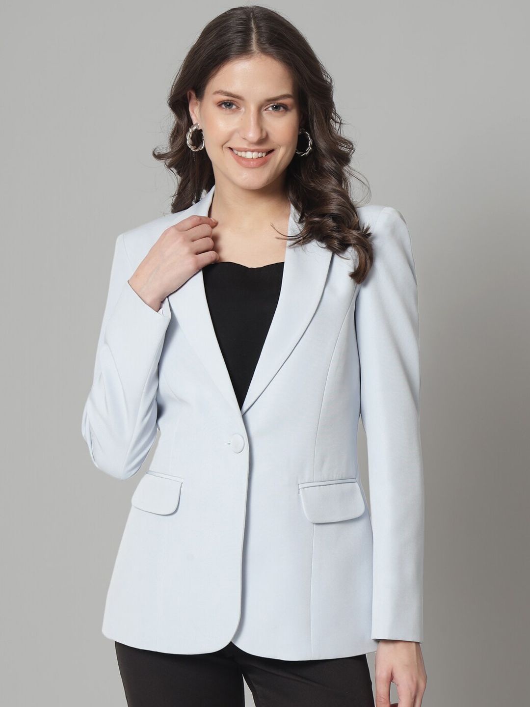 Women Notched Lapel Single Breasted Blazers