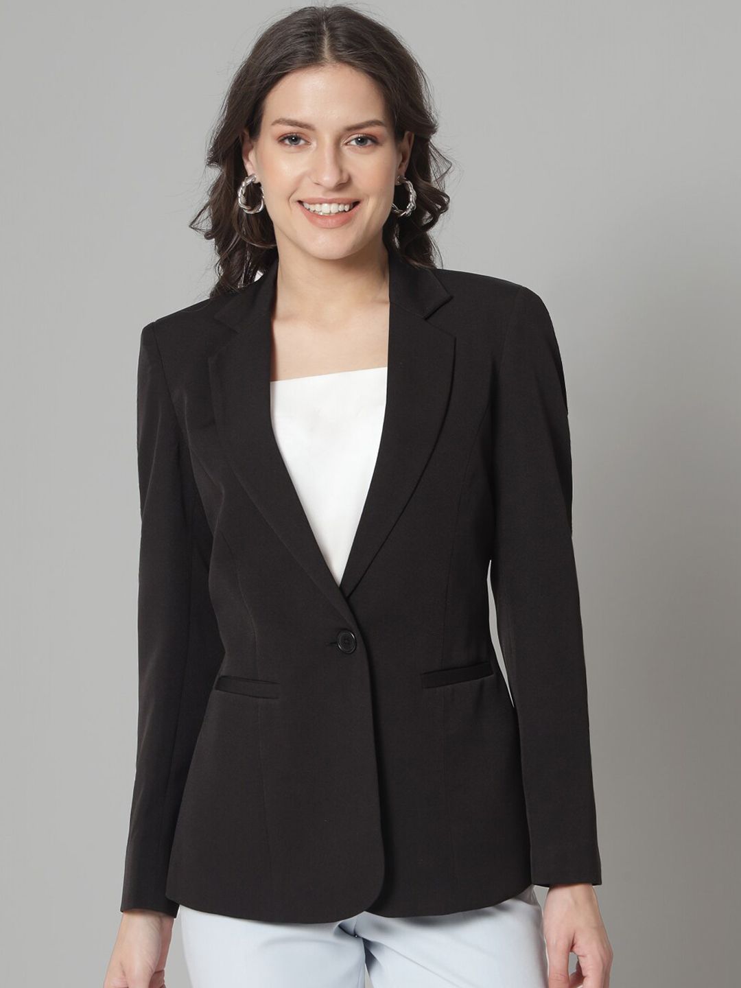Women Notched Lapel Slim-Fit Single Breasted Blazer