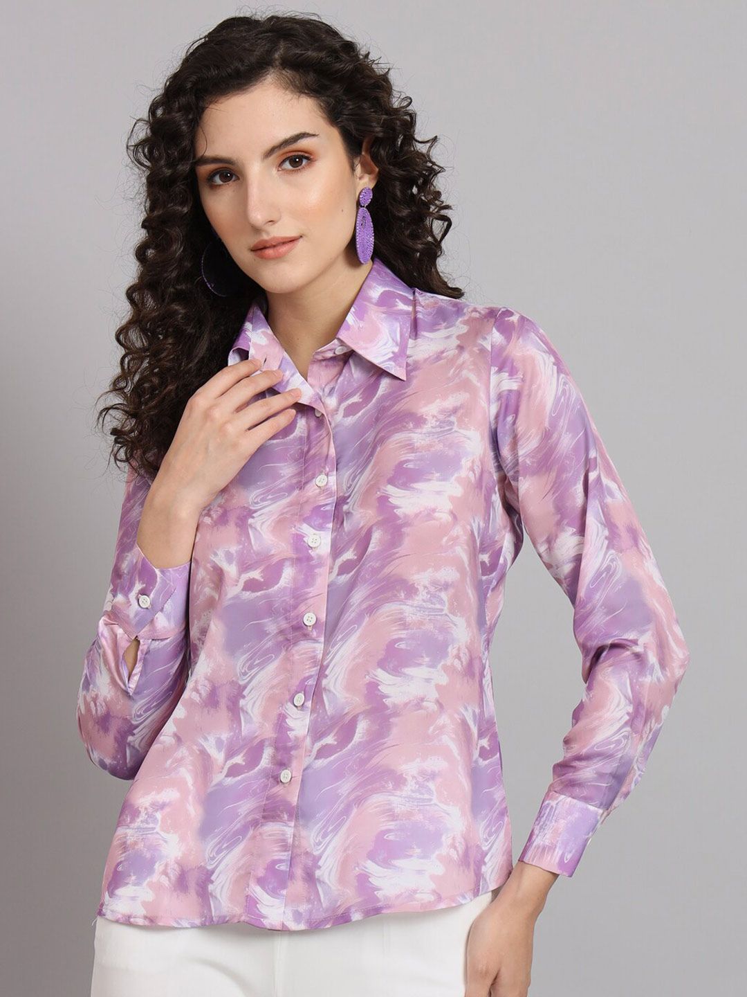 Marble Printed Shirt - Lavender