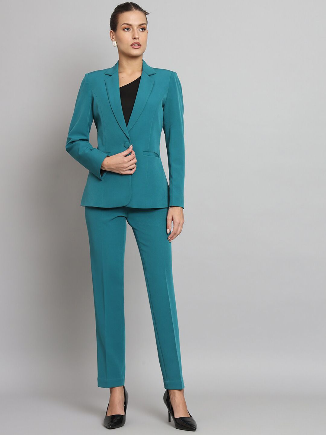 slim fit dress slacks Women's Olive Green Napoli Stretch Light Weight Cotton Suit by StudioSuits main image 1