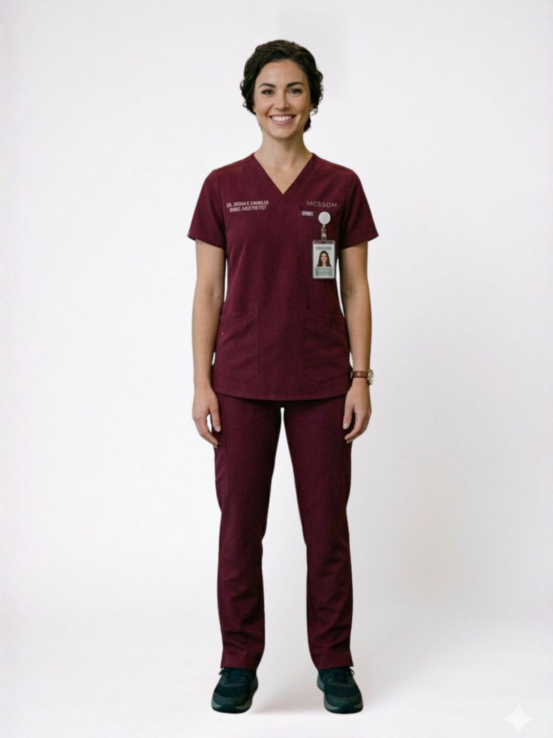 Women Burgundy Scrub Set