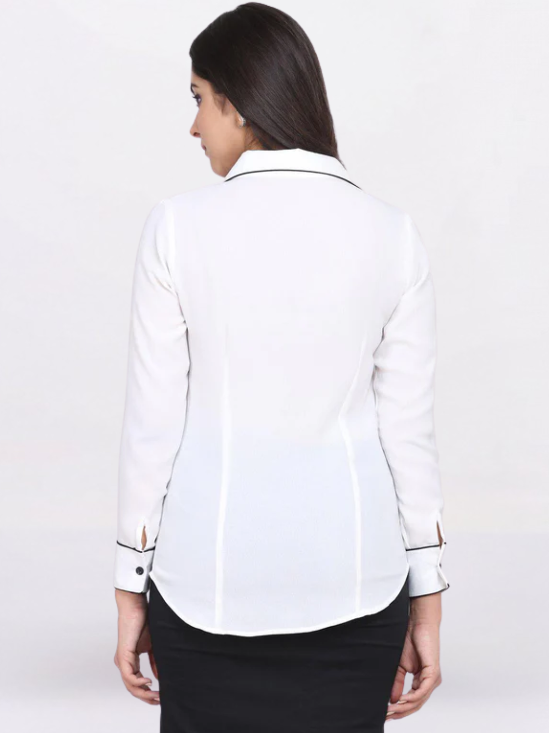 Women white Regular Fit Poly Moss Collared Shirt