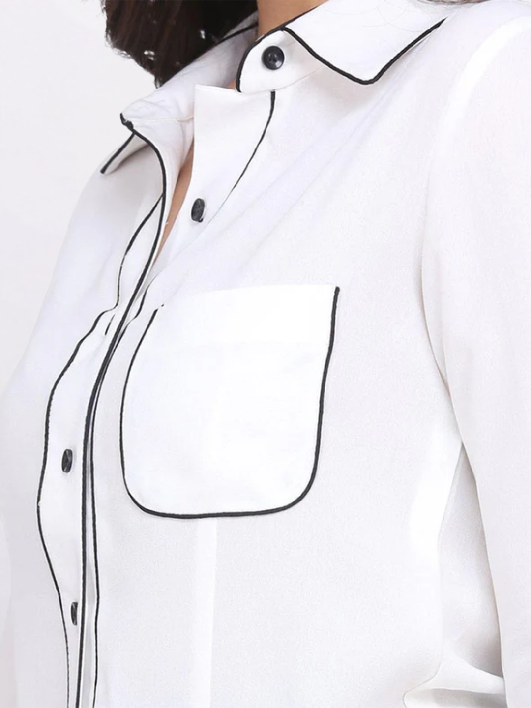 Women white Regular Fit Poly Moss Collared Shirt
