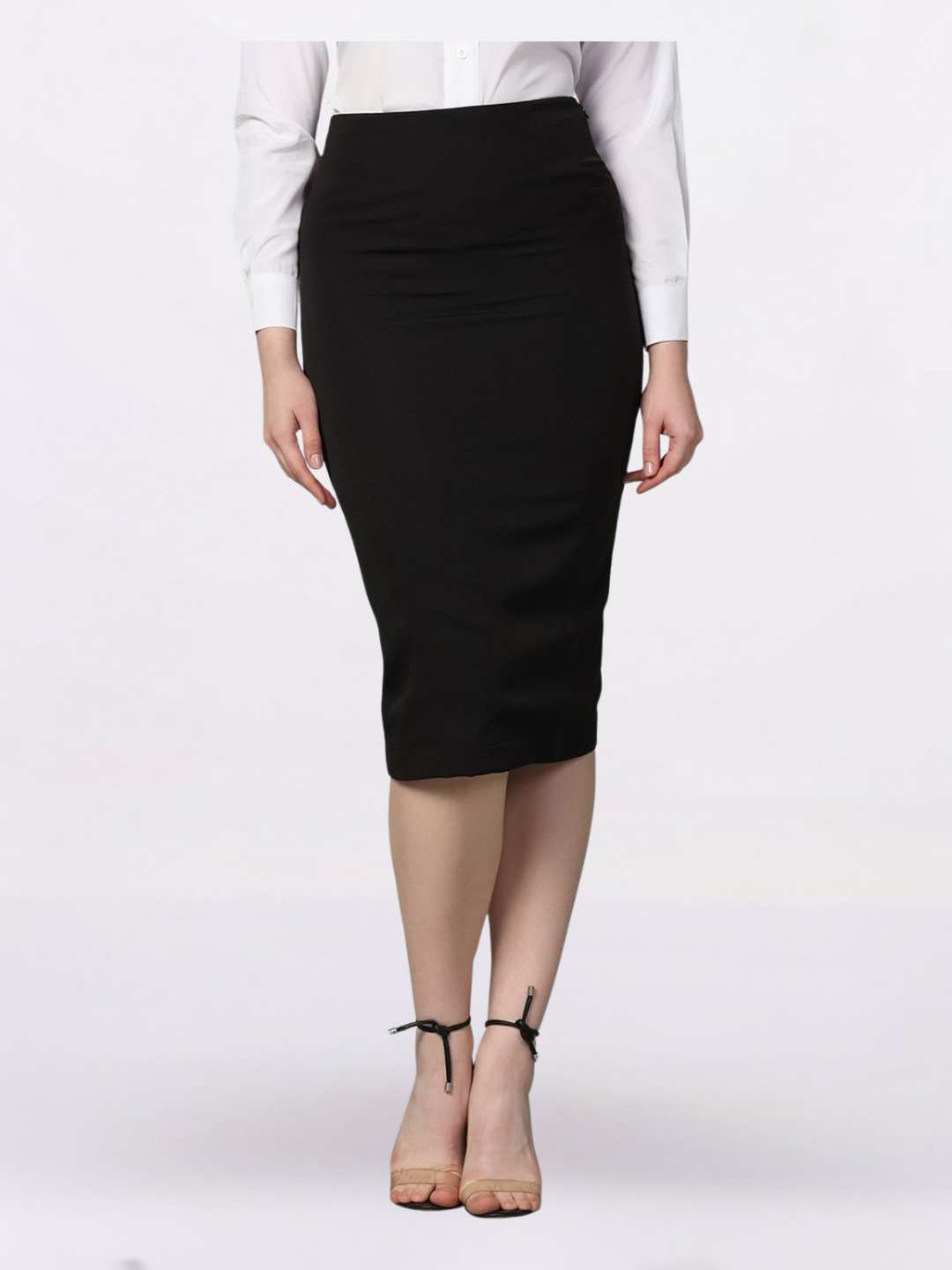 Women Stretch Pencil Skirt- Black