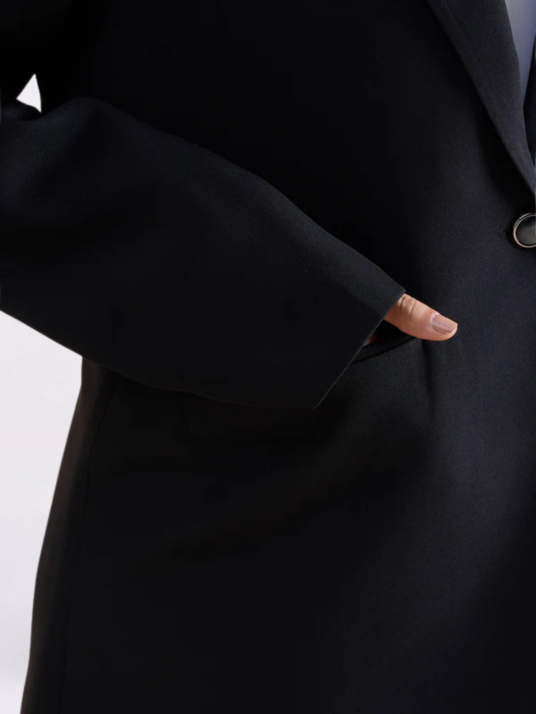 Women Black Oversized Fit Notched Lapel Formal Blazer