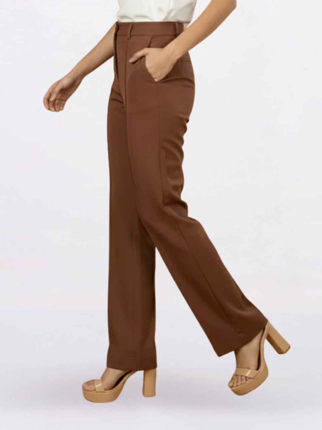 Women Brown Mid-Rise Relaxed Fit Trouser