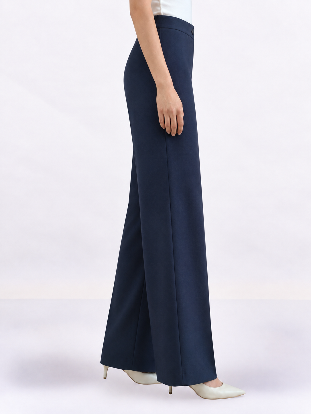 Women Navy Blue Straight Fit Trouser