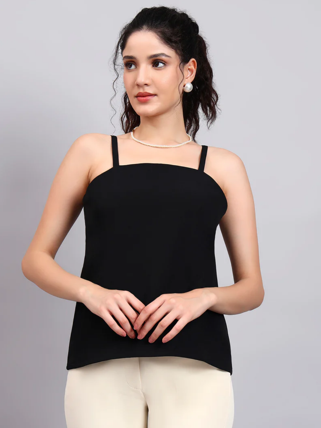Women Black Square-Neck Camisole