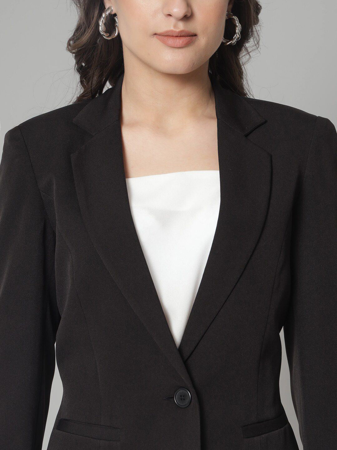 Women Notched Lapel Slim-Fit Single Breasted Blazer