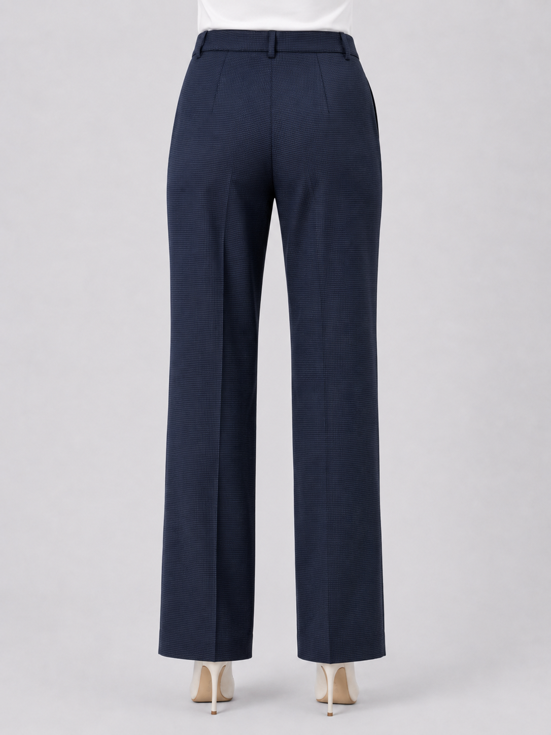 Women Navy Blue Checked Formal Trouser