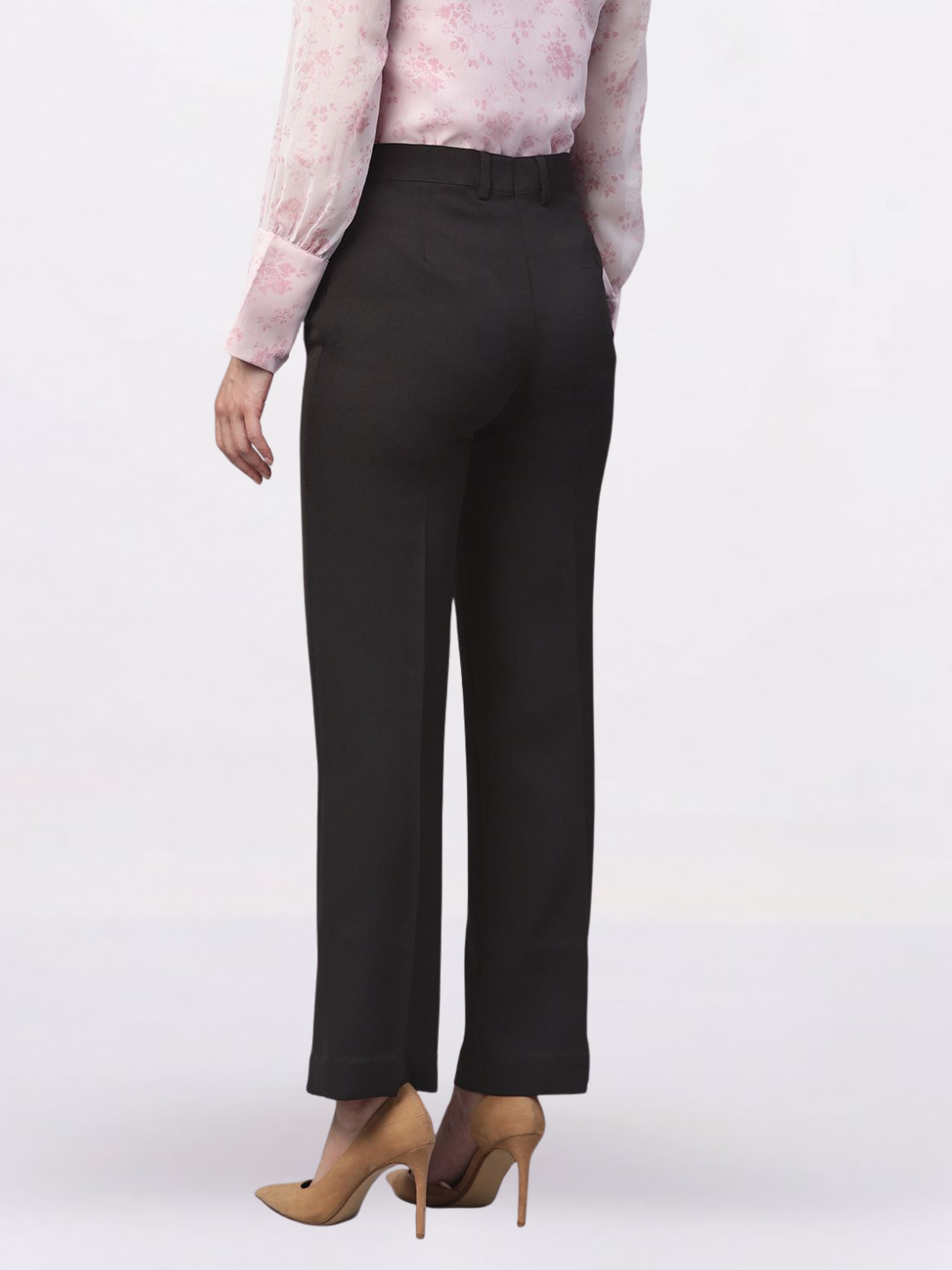 Women Black High - Rise Regular Fit Chinos Trousers