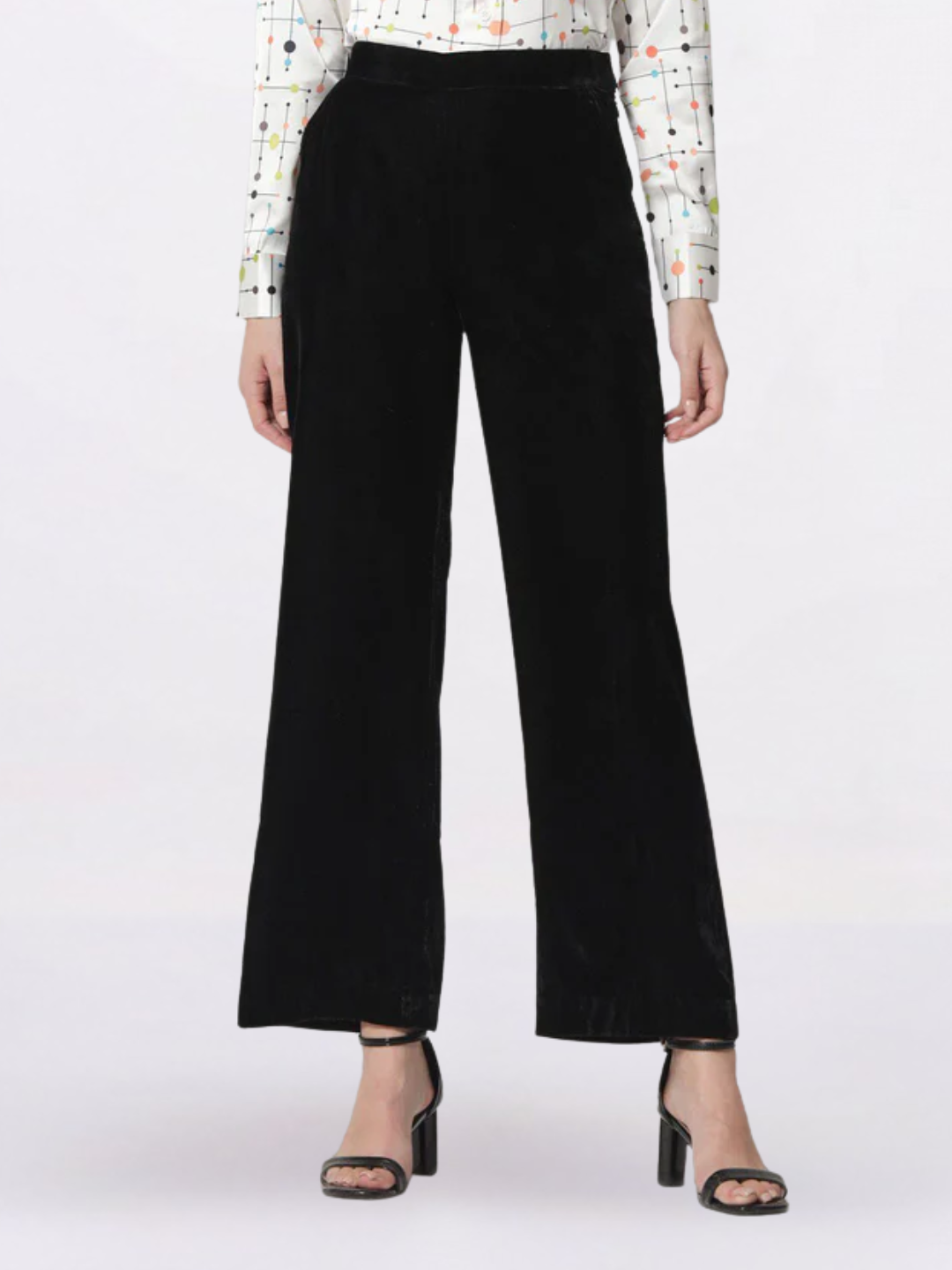 Women Tailored Relaxed Fit Mid Rise Flat Front Parallel Trousers