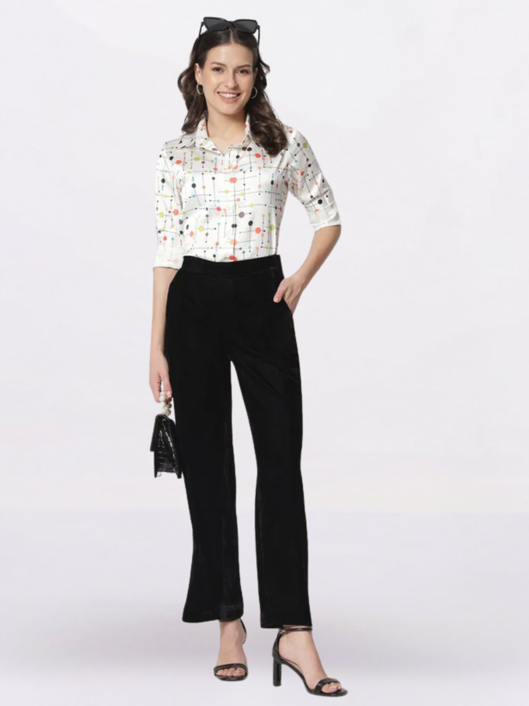 Women Tailored Relaxed Fit Mid Rise Flat Front Parallel Trousers