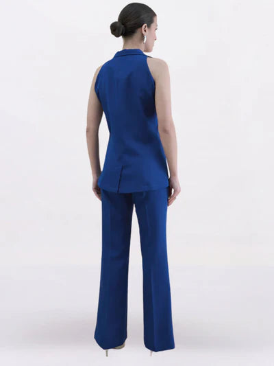 Women Ink Blue Halter Neck Co-Ord set