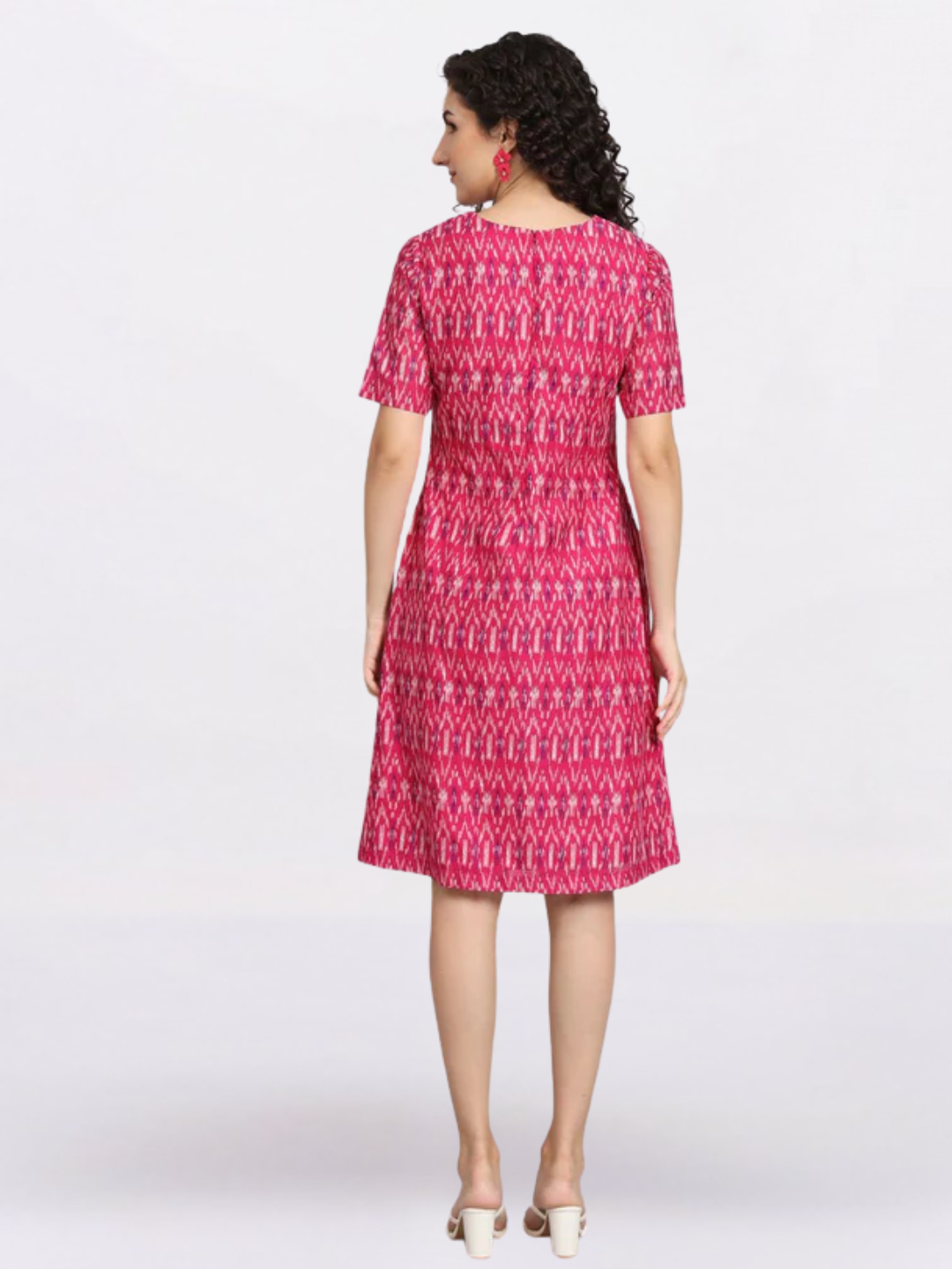 Women Pink Printed A-Line Dress