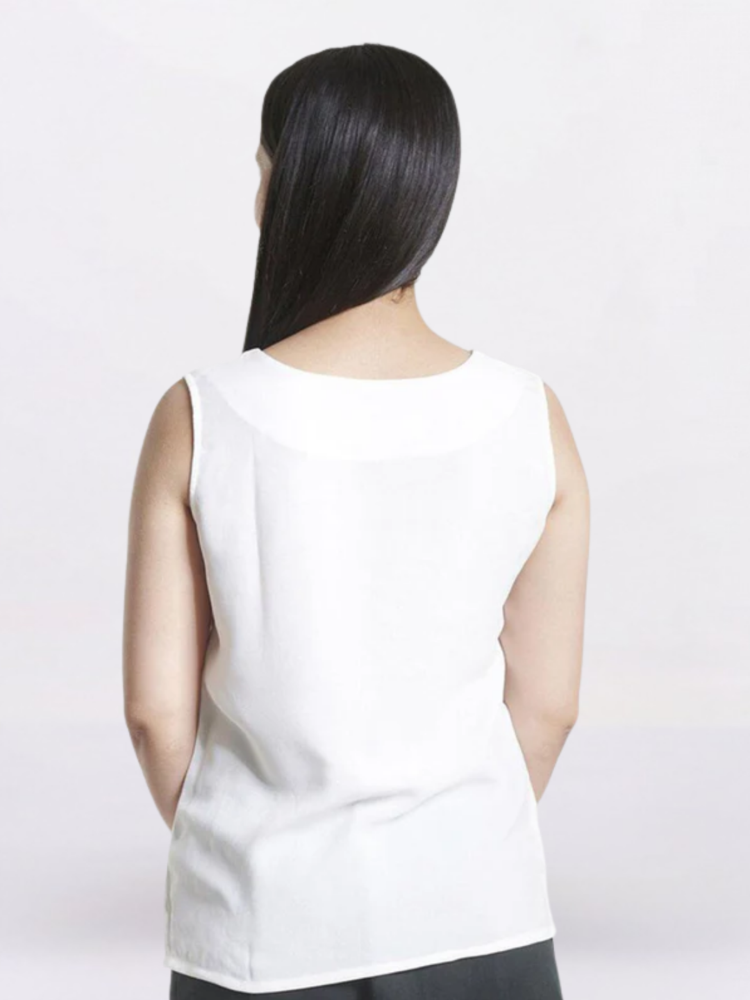 Square Neck Poly Moss Regular Fit Camisole - White