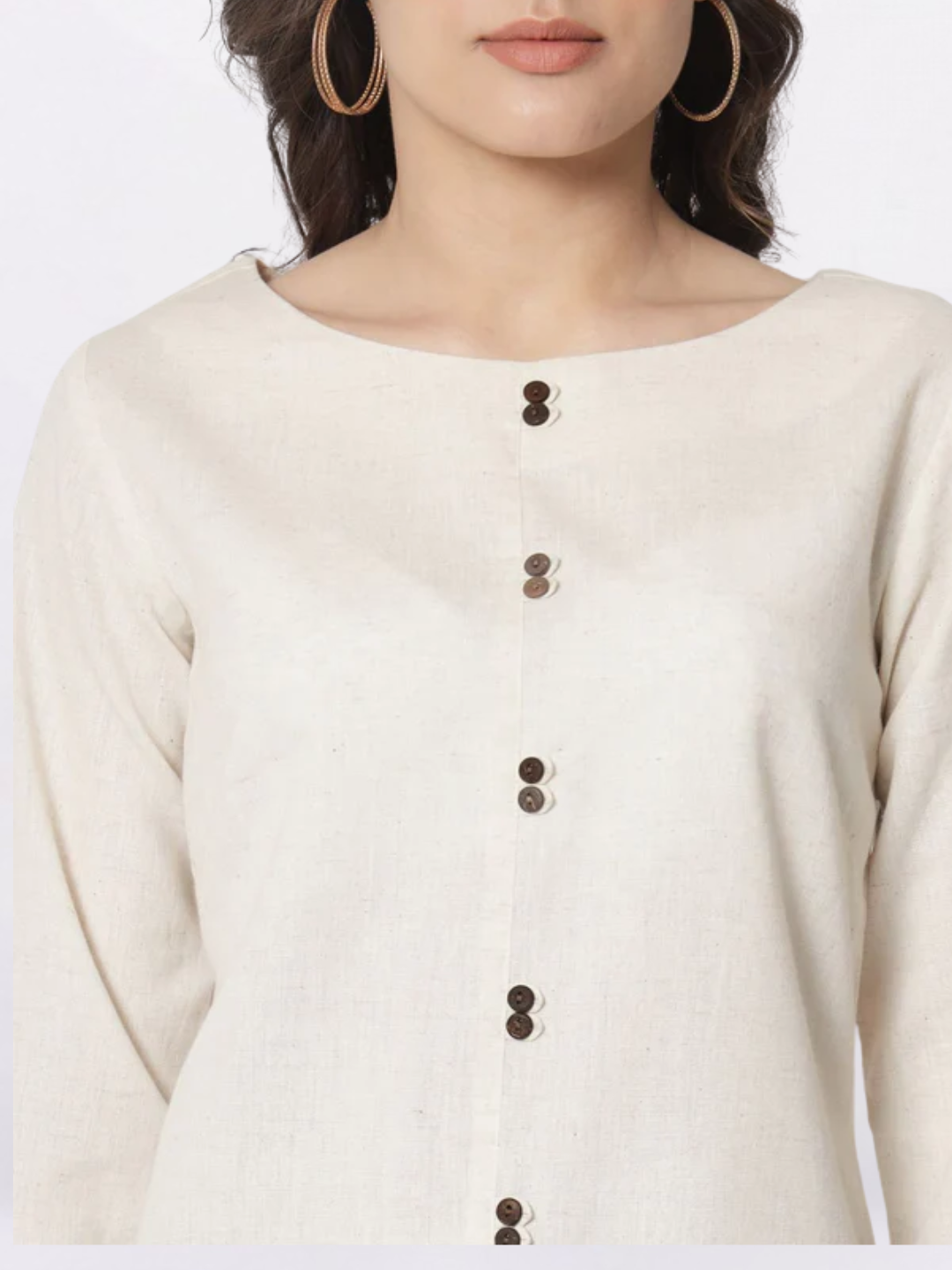 Women Beige Boat Neck Top