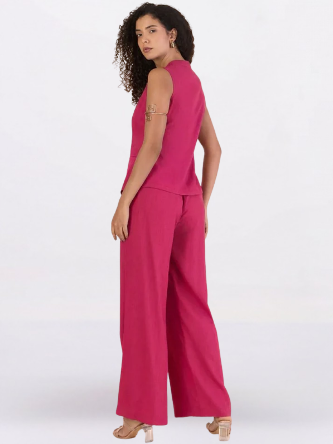Women Hot Pink Sleeveless Co-Ord Set