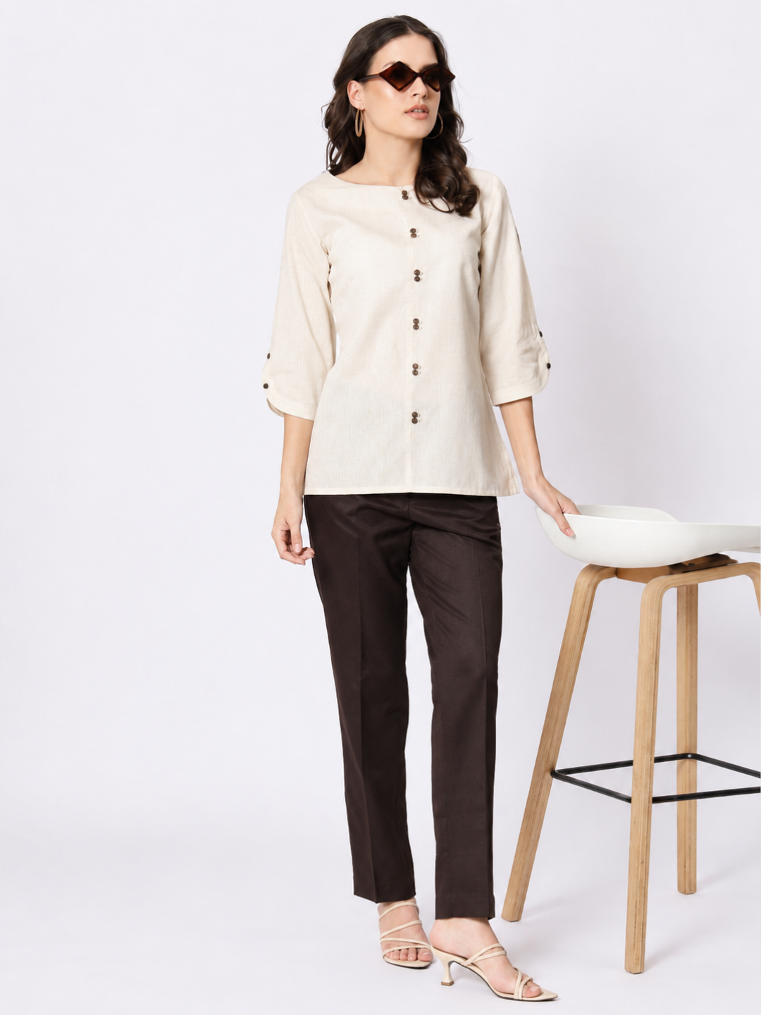 Women Black Boat Neck Top