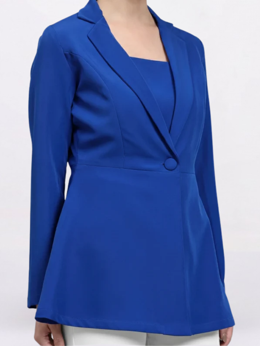 Women Cobalt Blue Peplum Blazer Top
