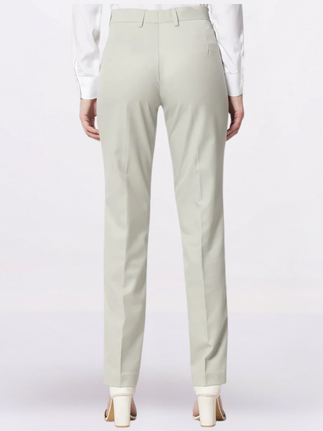 Women Sage Green Mid-Rise Formal Trousers