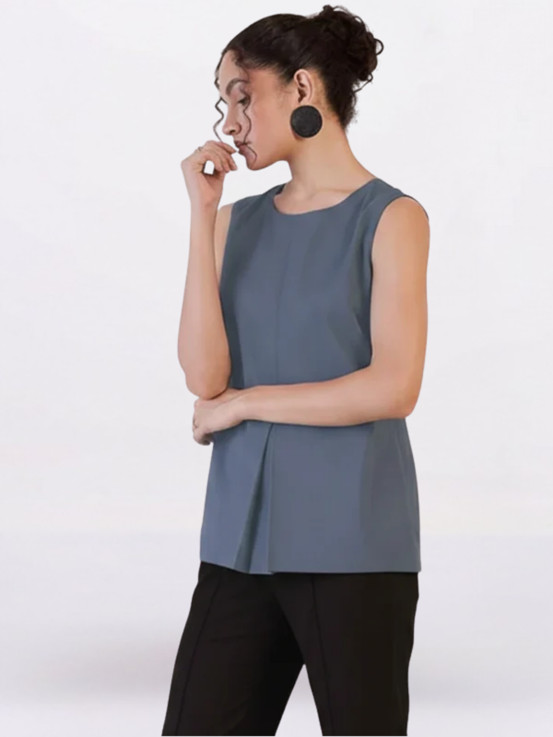 Women Grey Round Neck Top