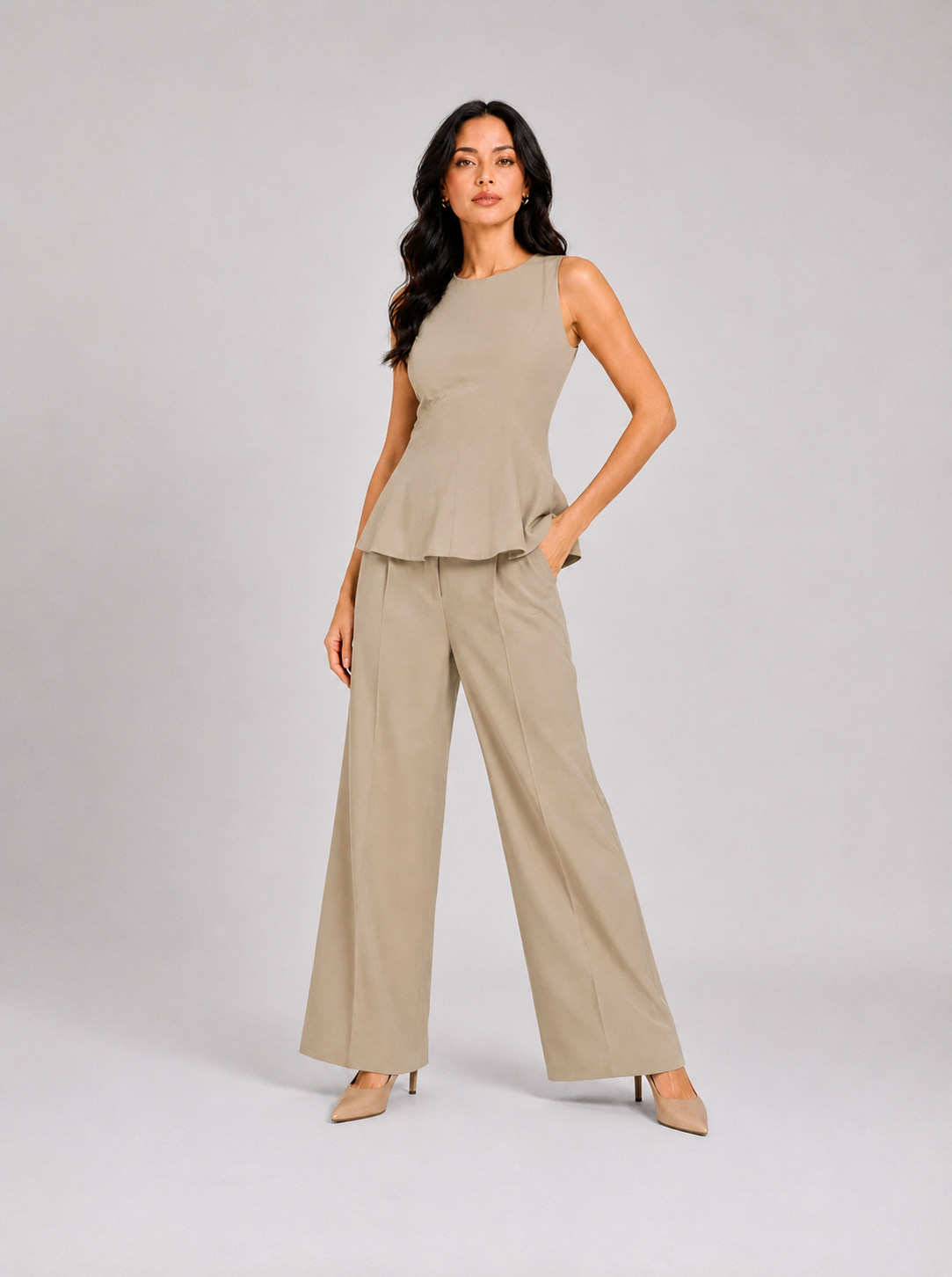 Women Beige Textured Co-ord Set