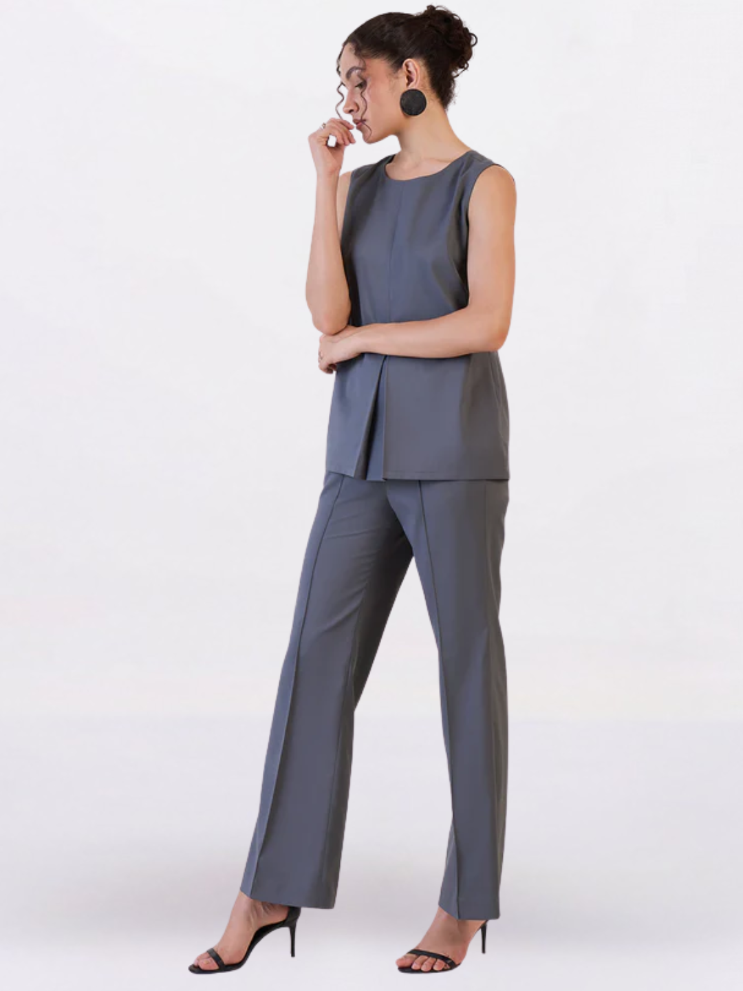 Women Round Neck Top With Straight Trousers