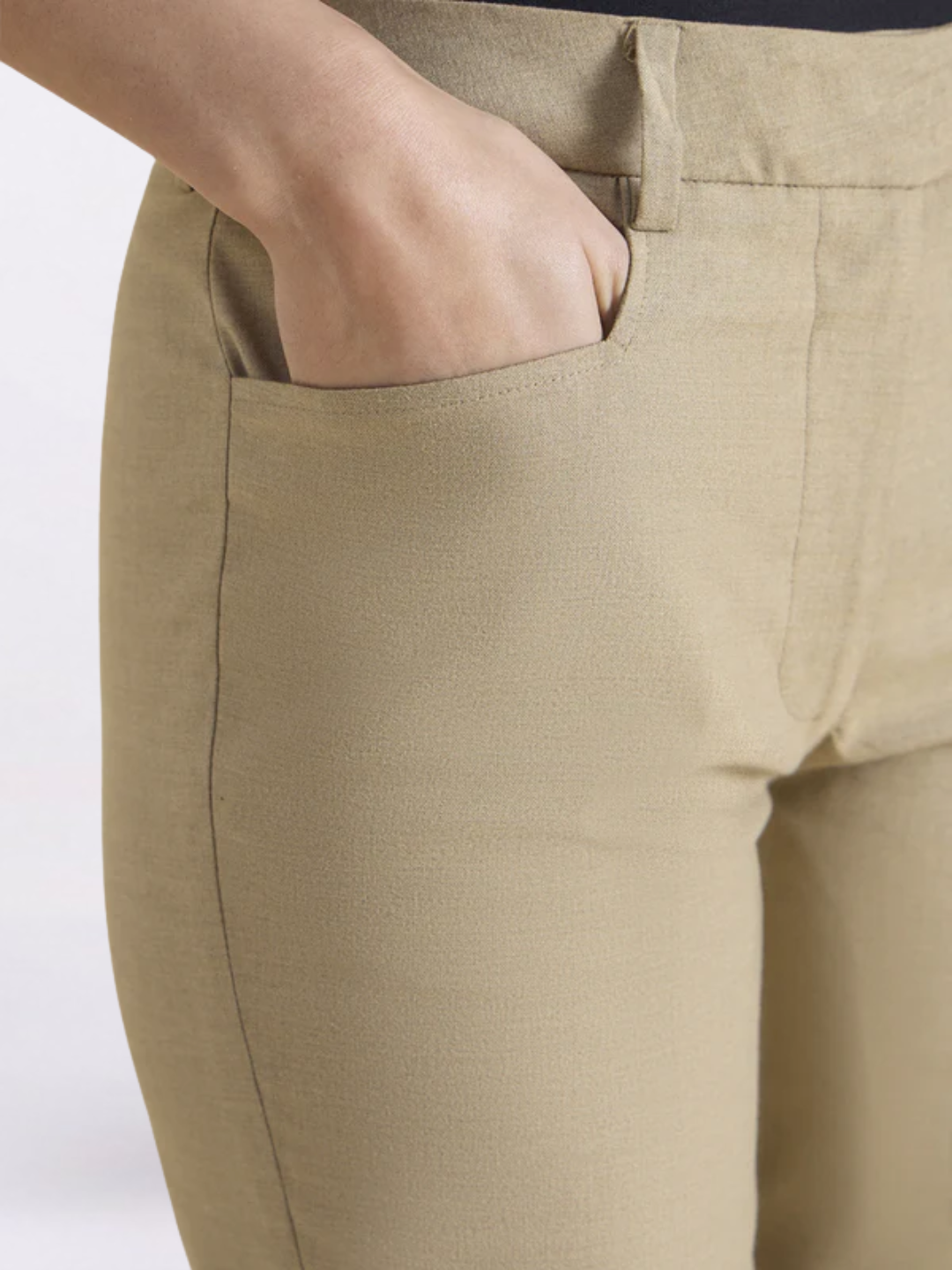 Women Beige Regular Fit Mid Waist Trouser