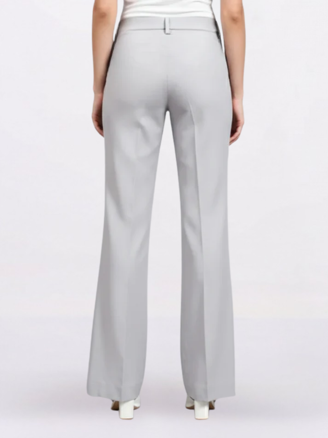 Women Light Grey Mid-Rise Bootcut Trousers