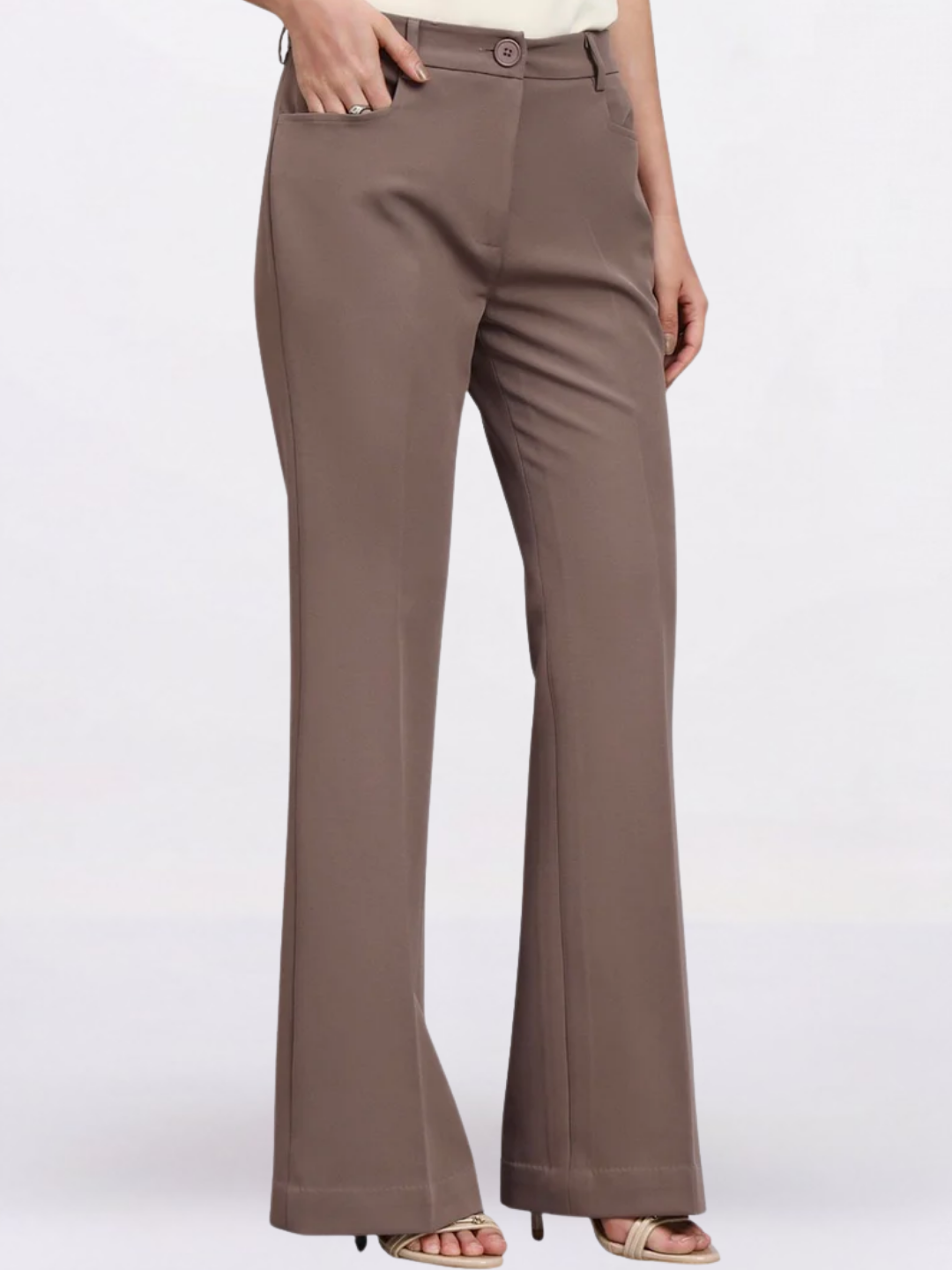 Women Beige-Brown Formal Trouser