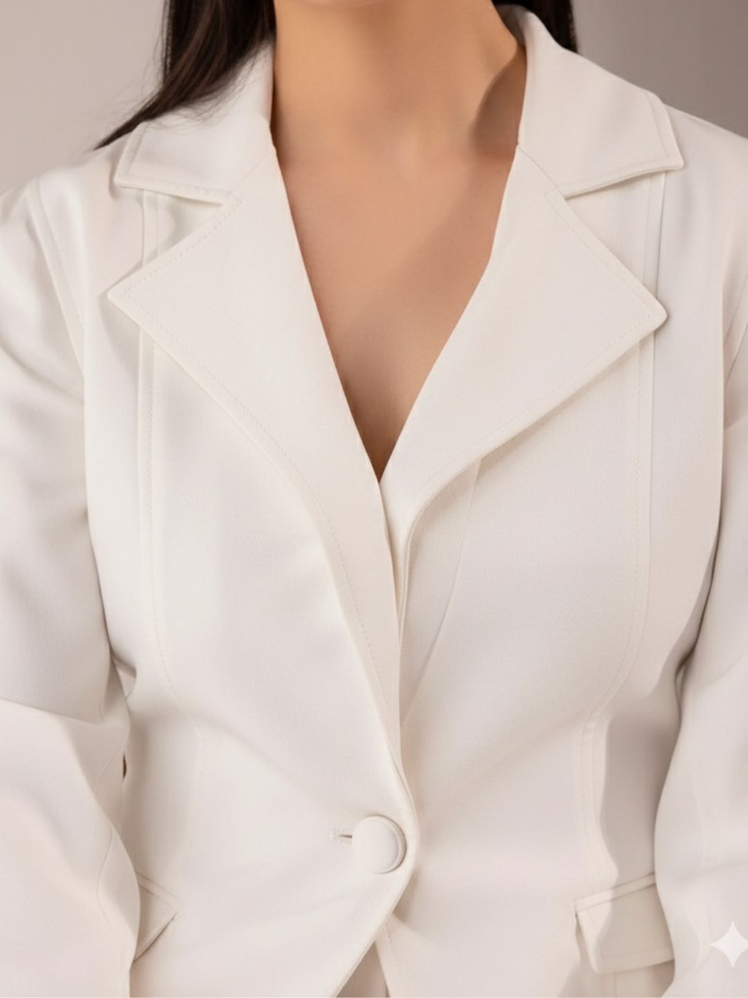 Women White Single breasted Stretch Pant Suit