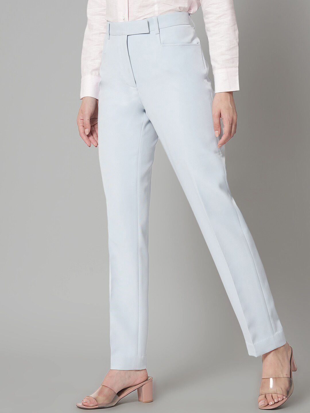 Women Mid-Rise Tailored Fit Easy Wash Formal Trousers