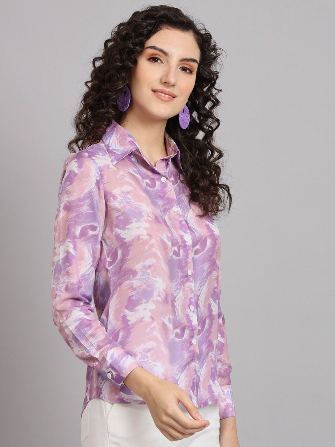 Marble Printed Shirt - Lavender