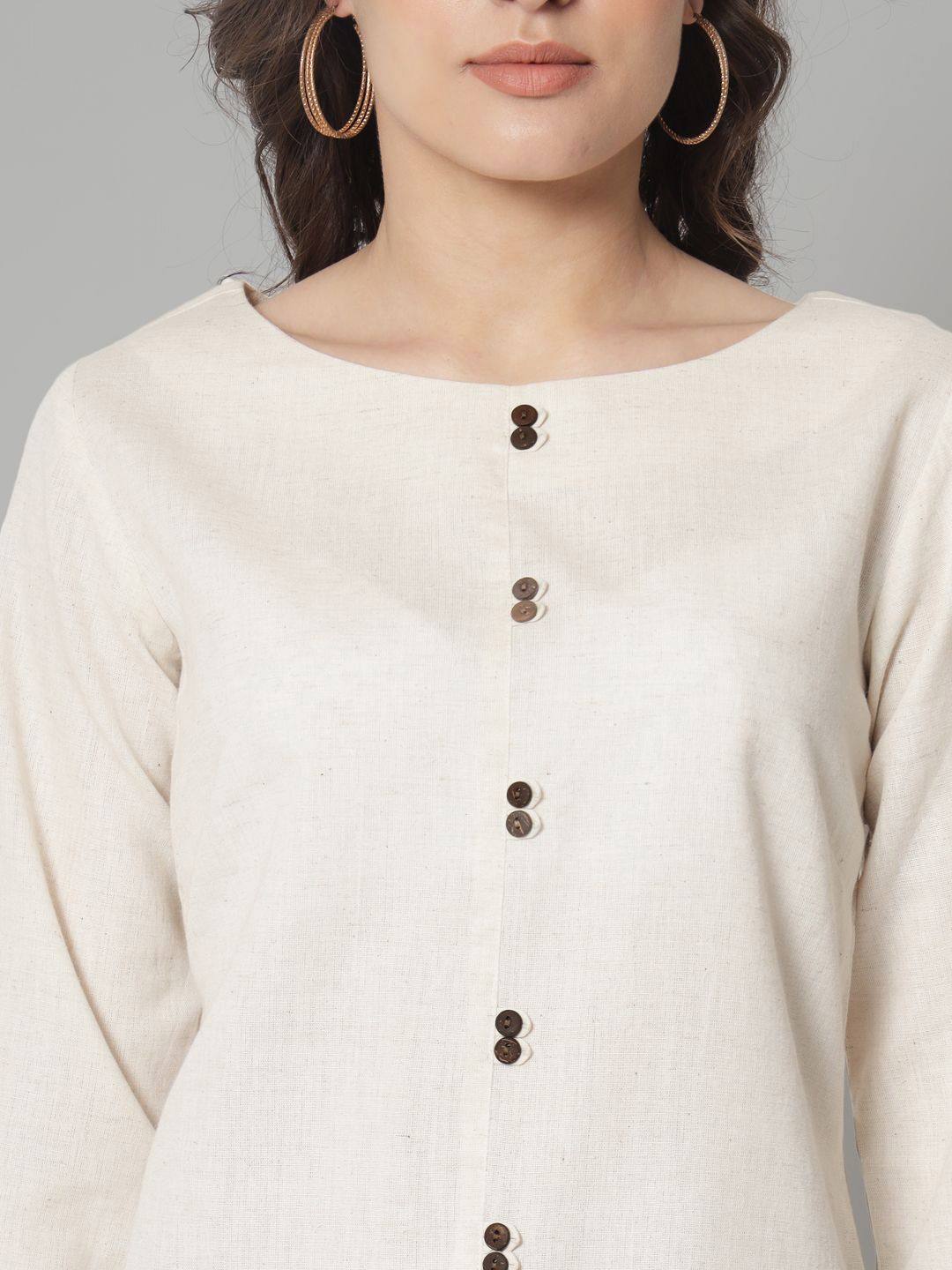Women Solid Boat Neck Cotton Top